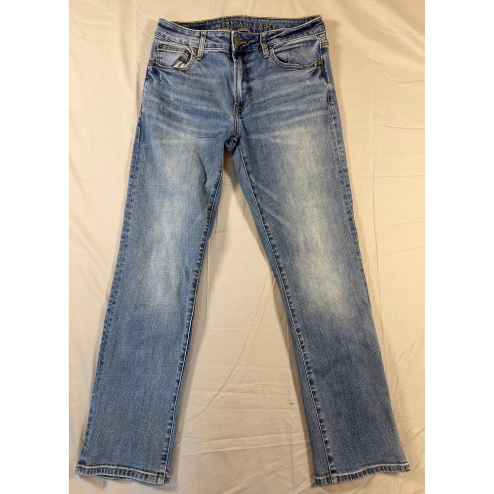 American Eagle Mens Original Straight Flex Jeans Medium Wash 30x30 Blue Denim
